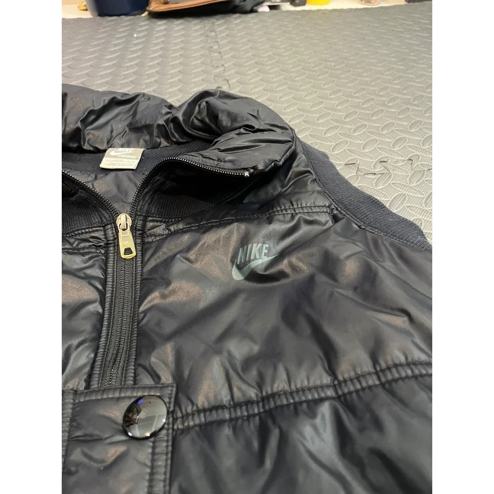 Nike Sportswear Puffer Vest Womens L 12-14 Black Quilted Full Zip 299302-010